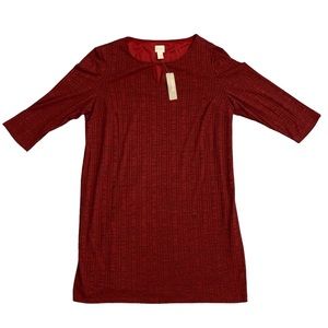 New Chico’s Women’s Size 3 Red Heathered Rib Short Dress MSRP $129